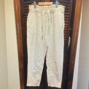 Men's Casual Drawstring Linen Pants - Cream